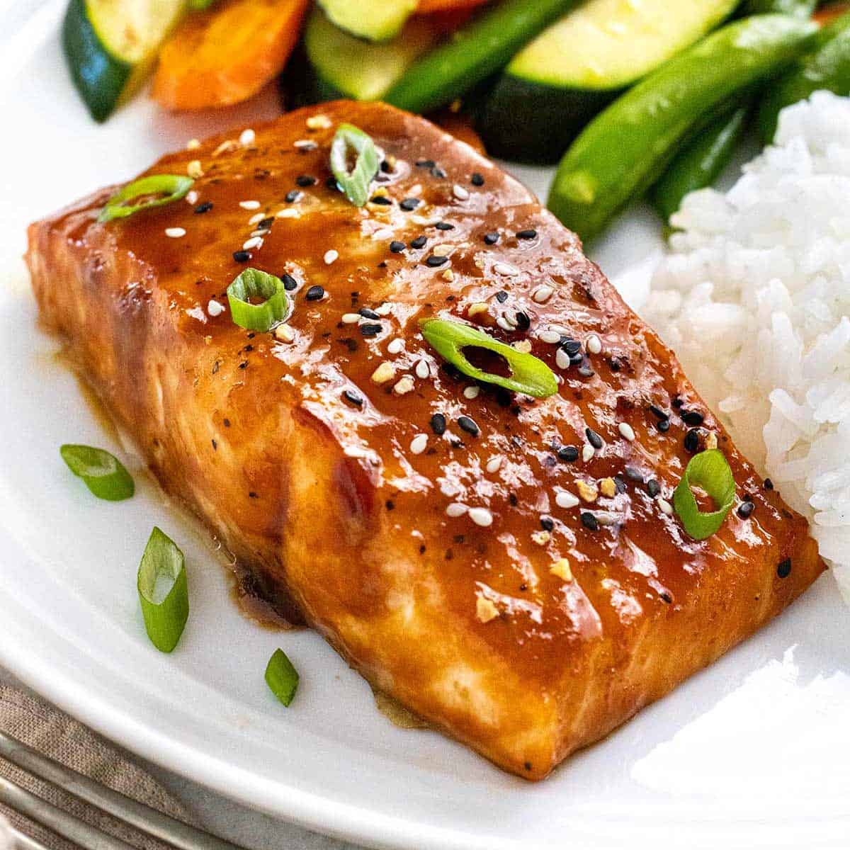 Pan-Seared Salmon with Miso-Glazed Carrots and Ginger Rice