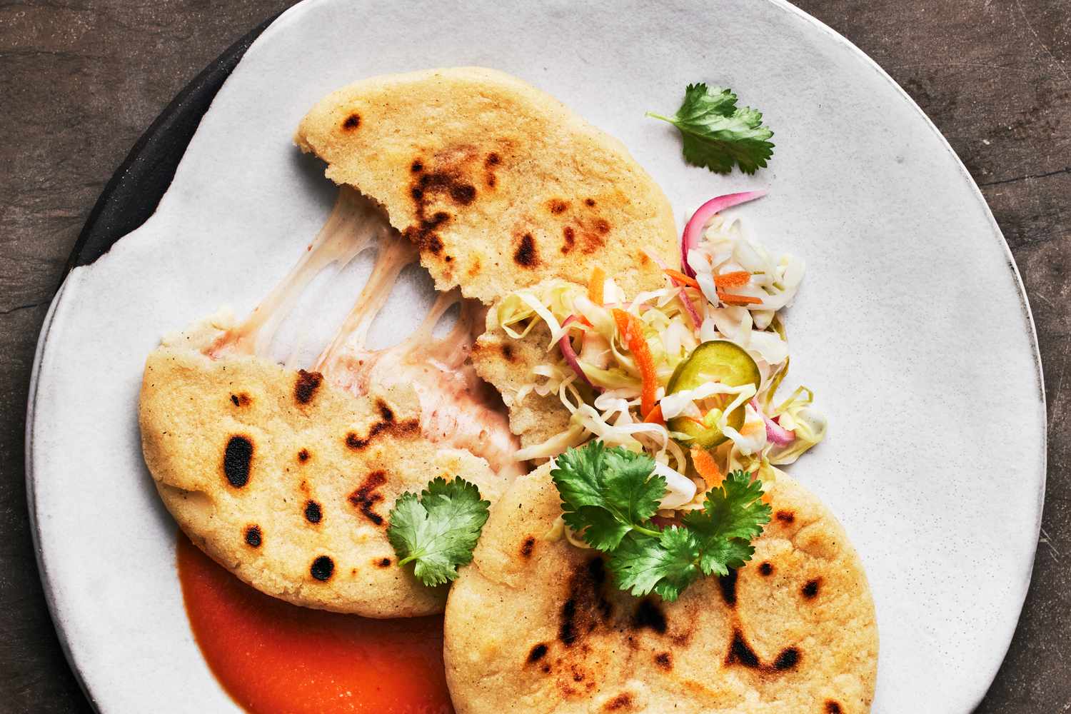 Pan-Fried Pupusas with Quesillo and Refried Beans