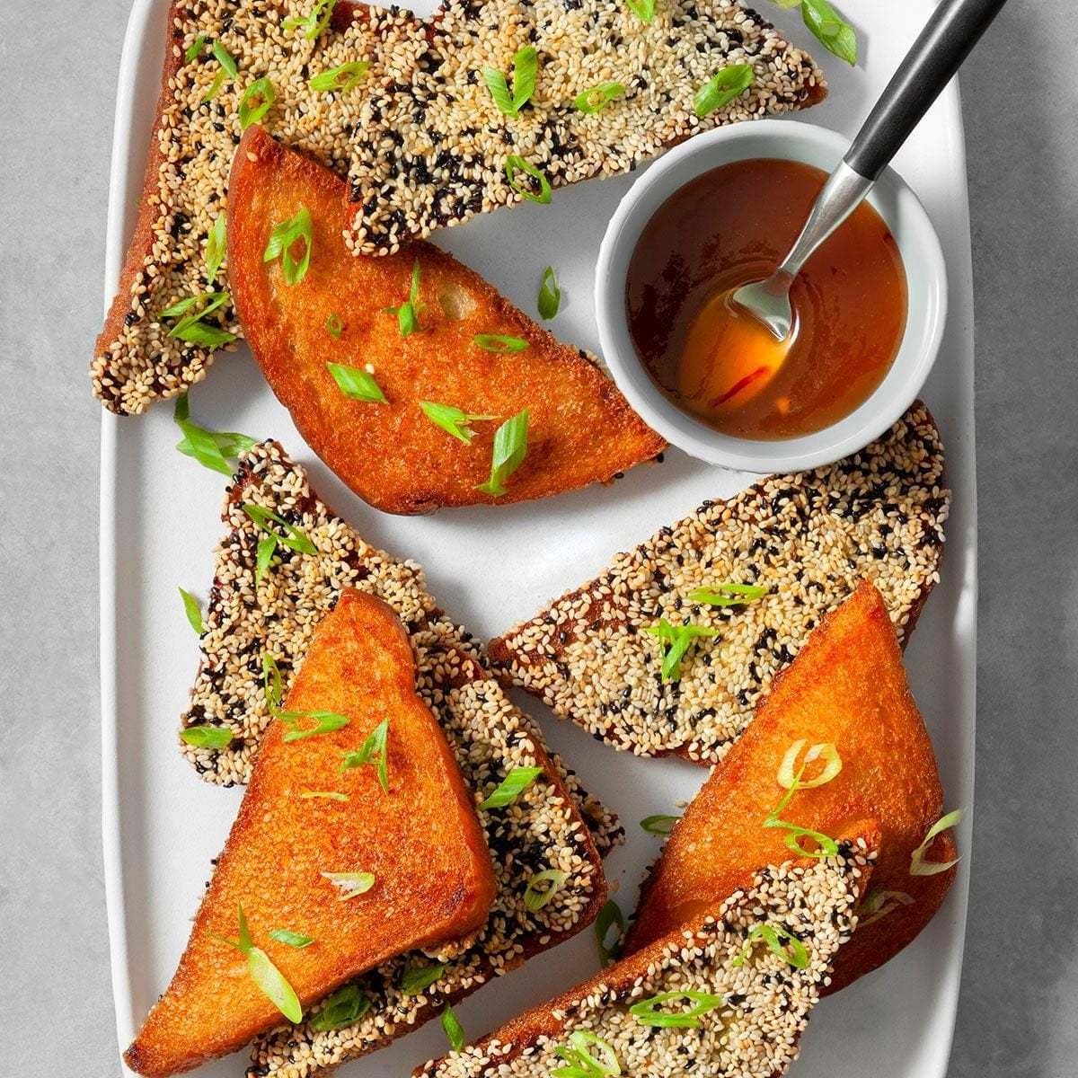 Pan-Fried Shrimp Toast with Toasted Sesame Seeds
