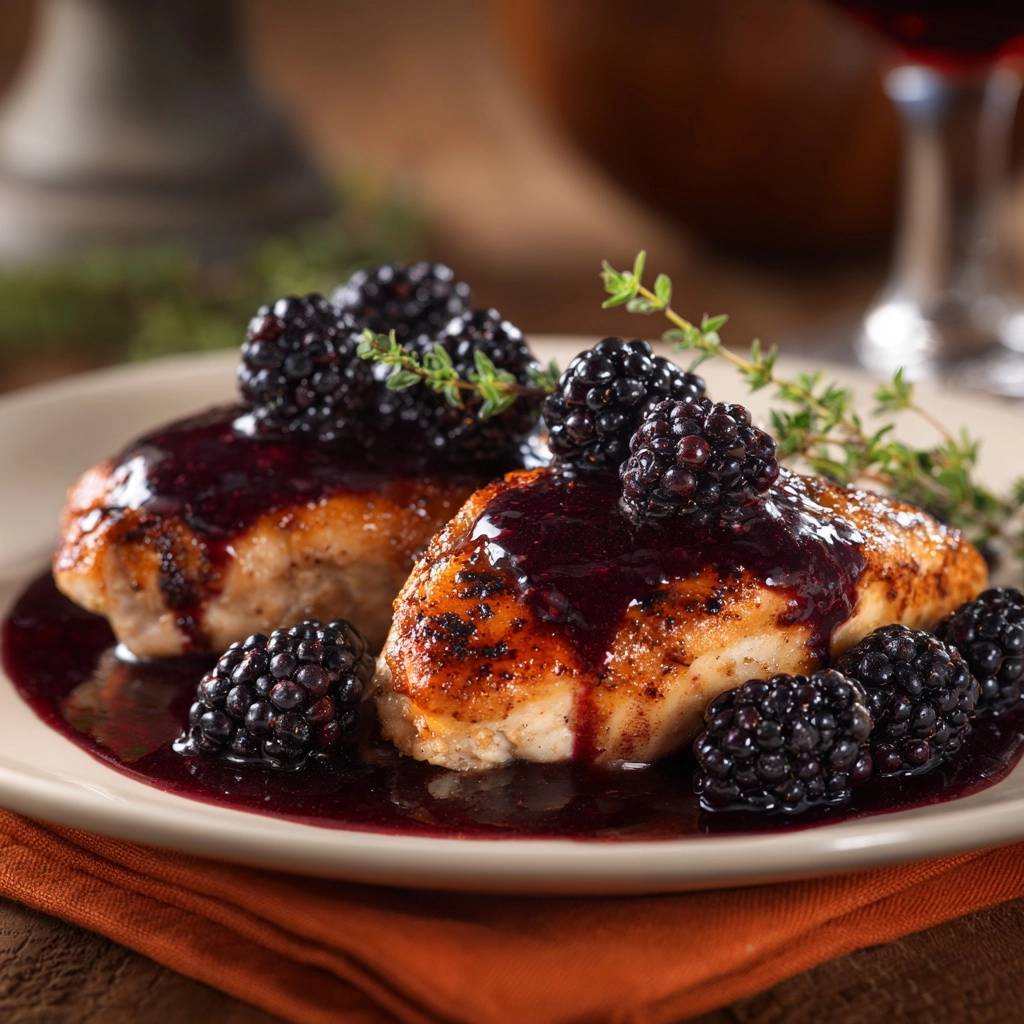 Pan-Seared Chicken with Arkansas Wild Blackberry Sauce
