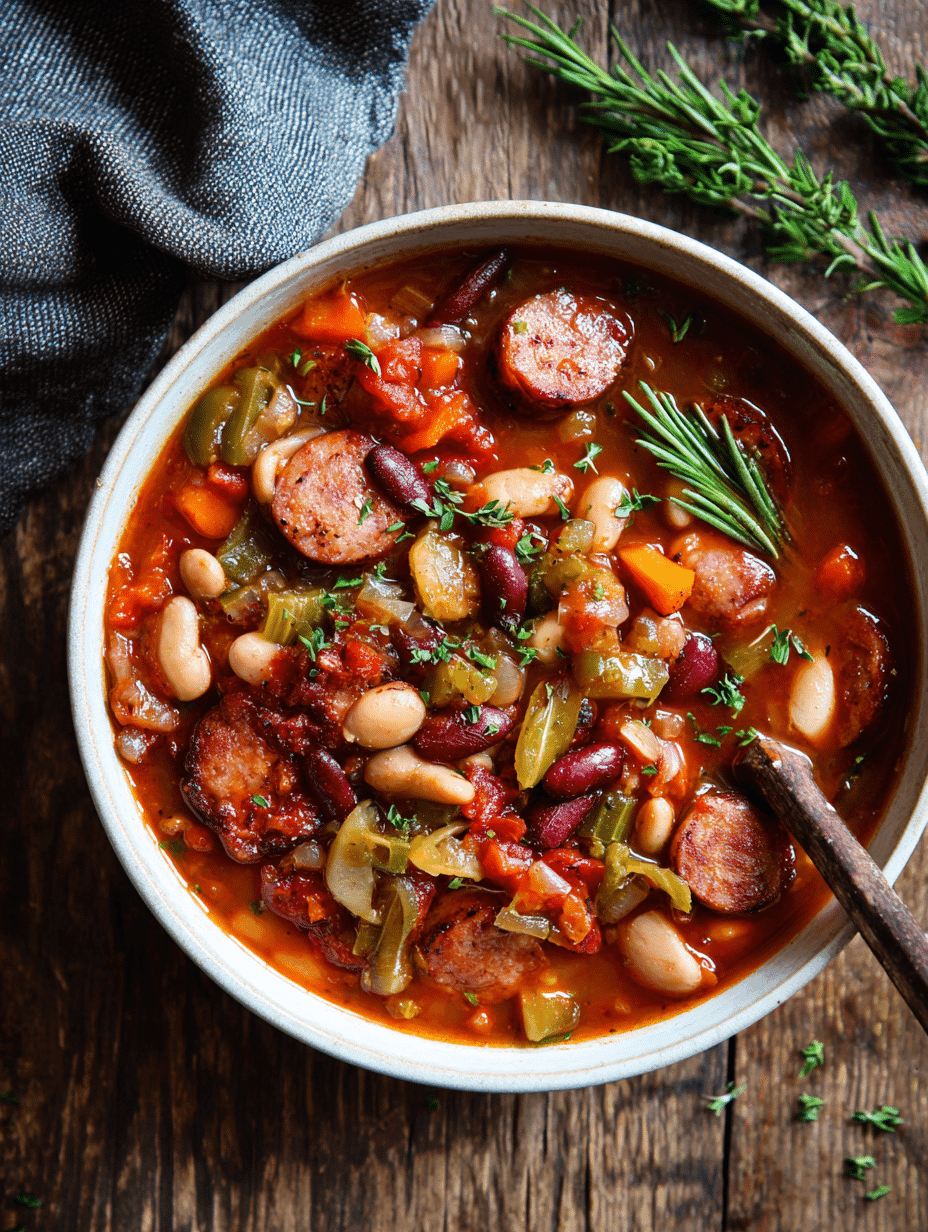Slow-Cooked Black Bean Stew with Smoked Sausage