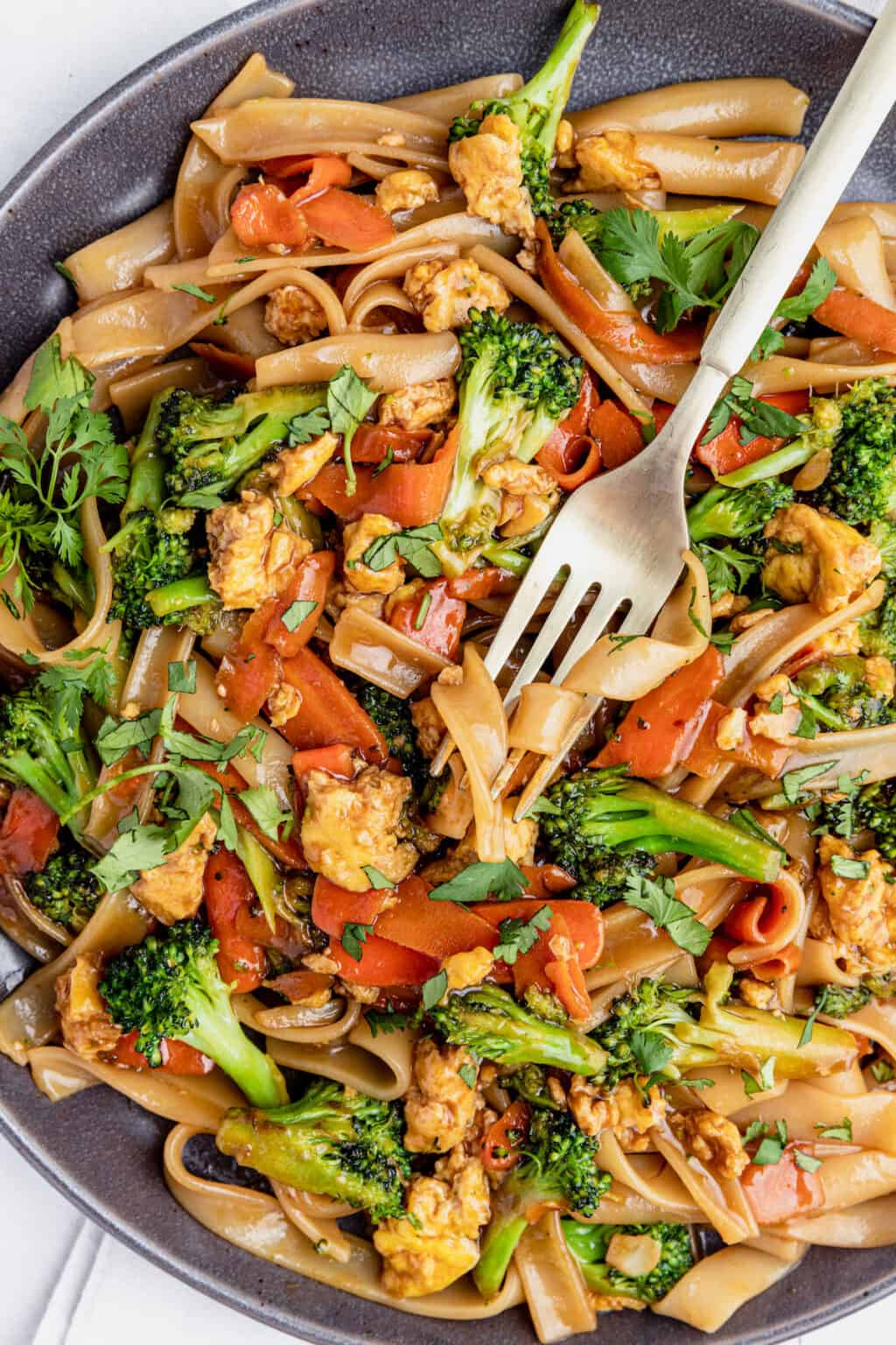 Pad See Ew Stir-Fried Rice Noodles with Chinese Broccoli and Egg