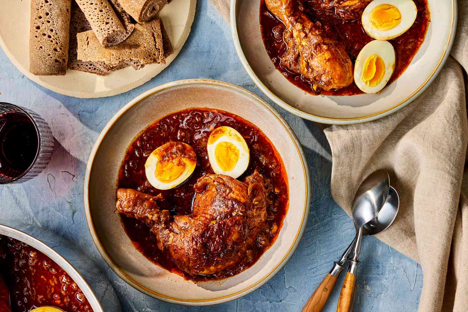 Stewed Berbere-Spiced Ethiopian Chicken with Injera Flatbread