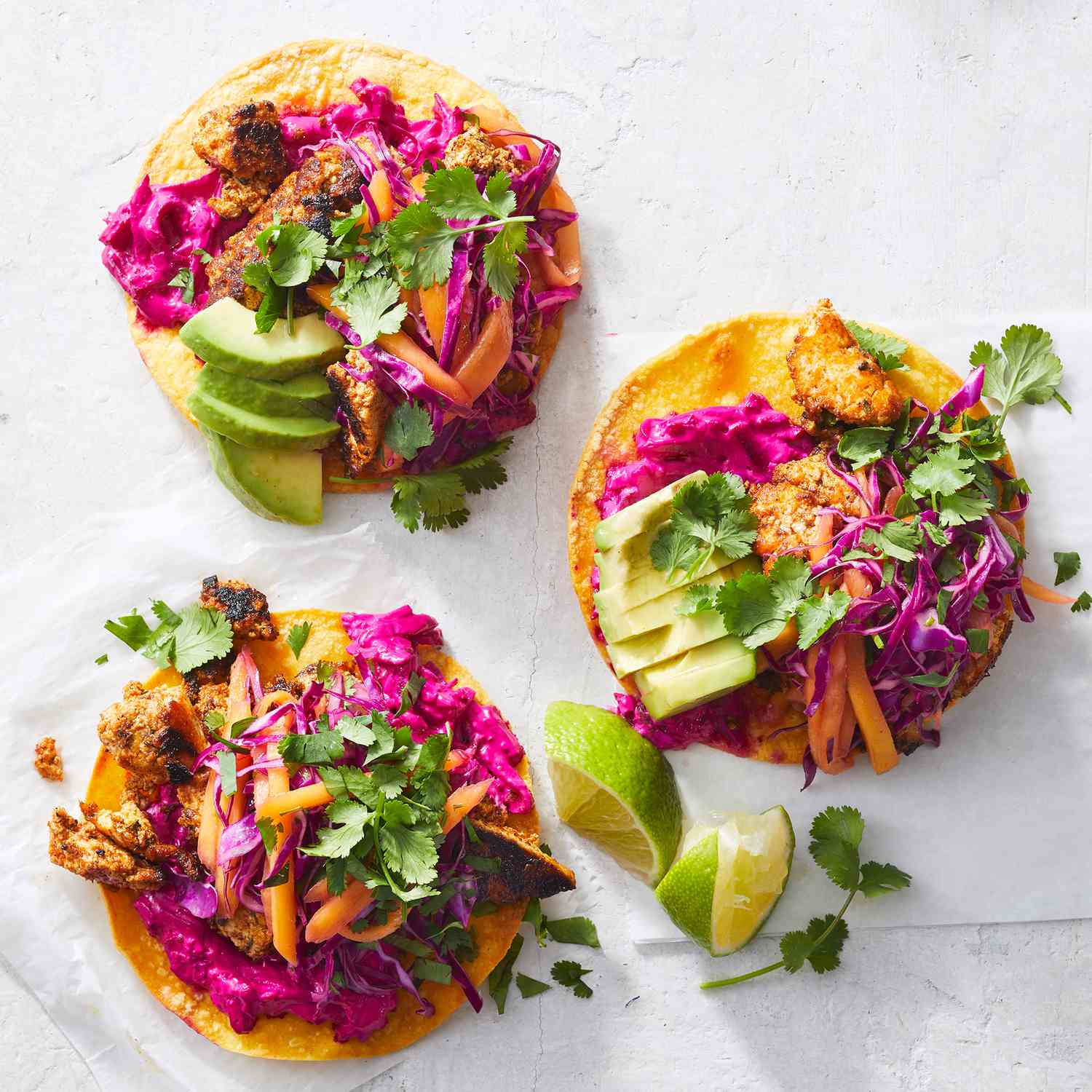 Mezcal-Spiced Grasshopper Tostadas with Avocado Crema