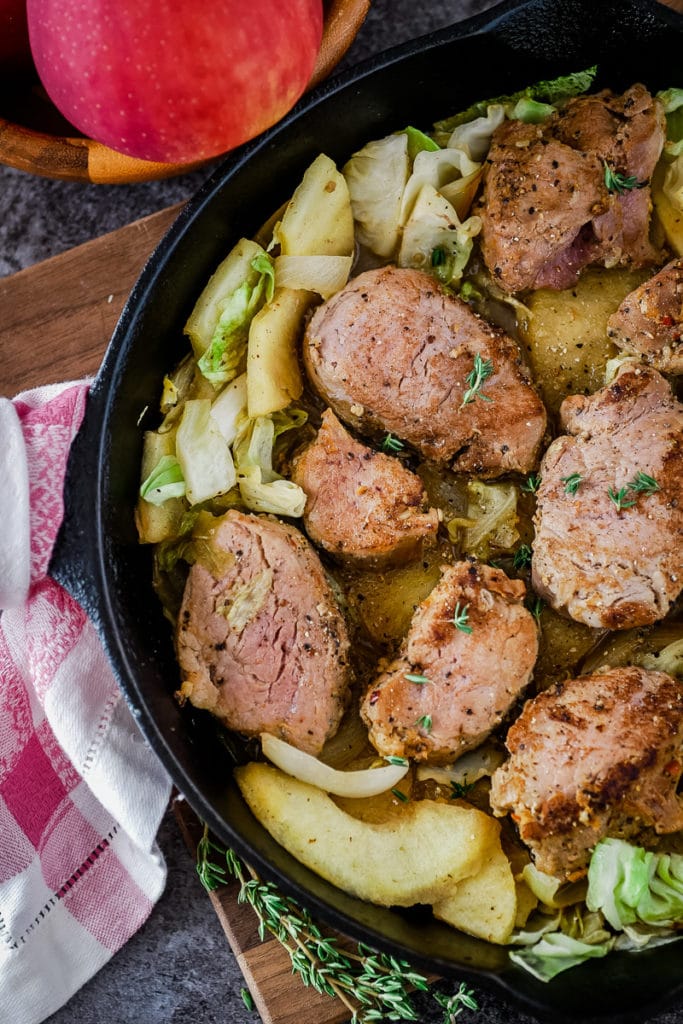 Sautéed Pork Tenderloin Medallions with Apple-Cabbage Slaw