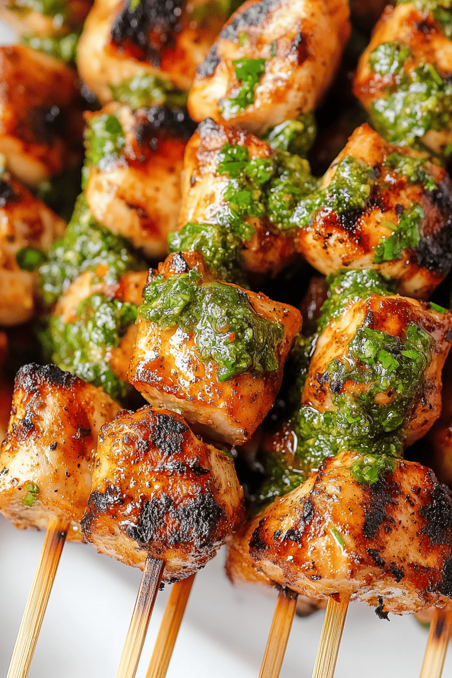 Grilled Dune-Spiced Chicken Skewers with Pine Forest Chimichurri