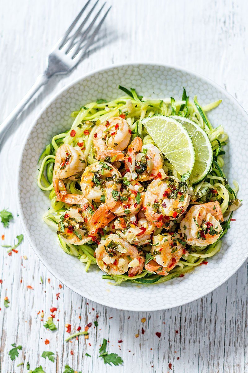 Cilantro-Lime Shrimp Skillet with Zucchini Noodles