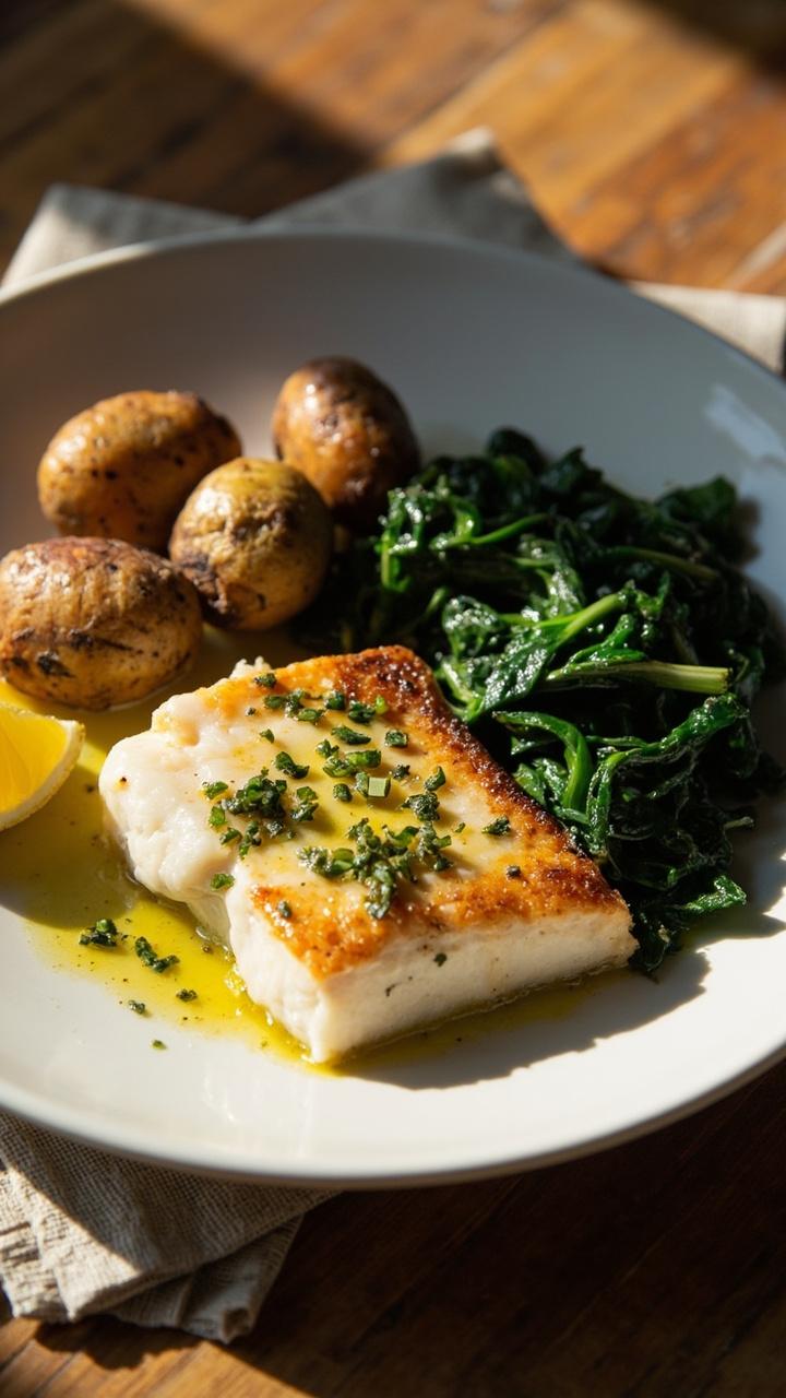 Pan-Seared Cod with Cap Farewell Herb Sauce