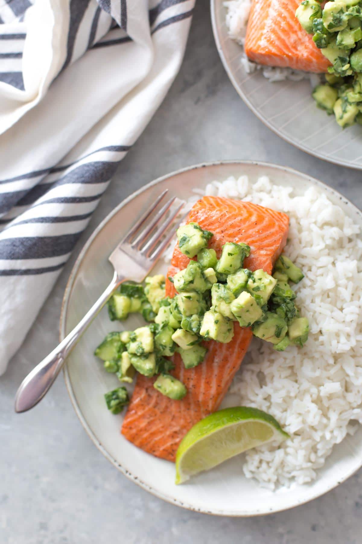 Pan-Roasted Salmon with Avocado and Cucumber Salsa