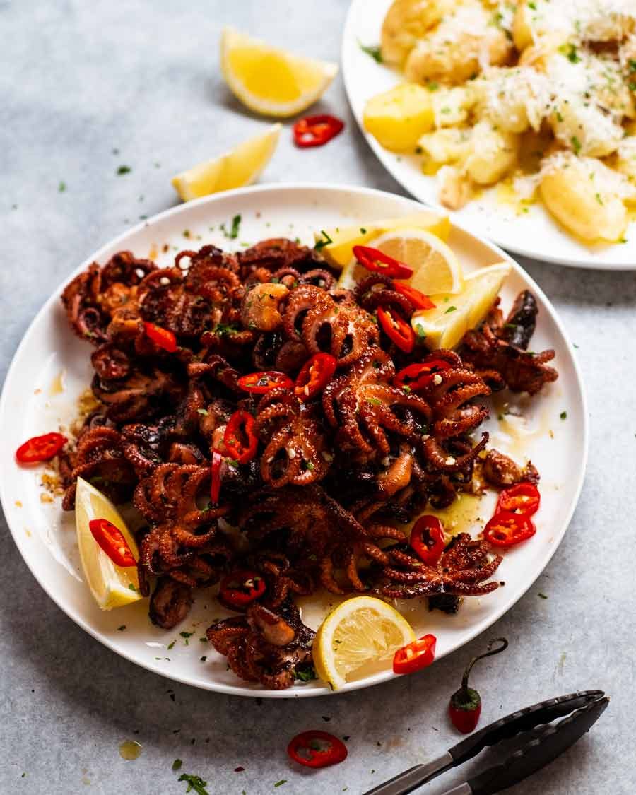 Sautéed Octopus with Garlic, Olive Oil, and Red Pepper Flakes