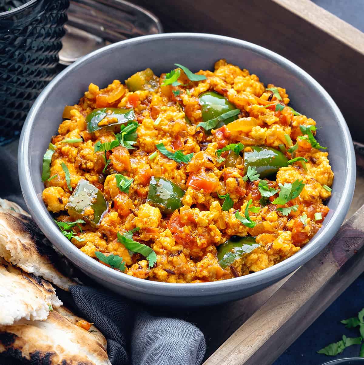 Tawa Paneer Bhurji with Bell Peppers and Tomatoes