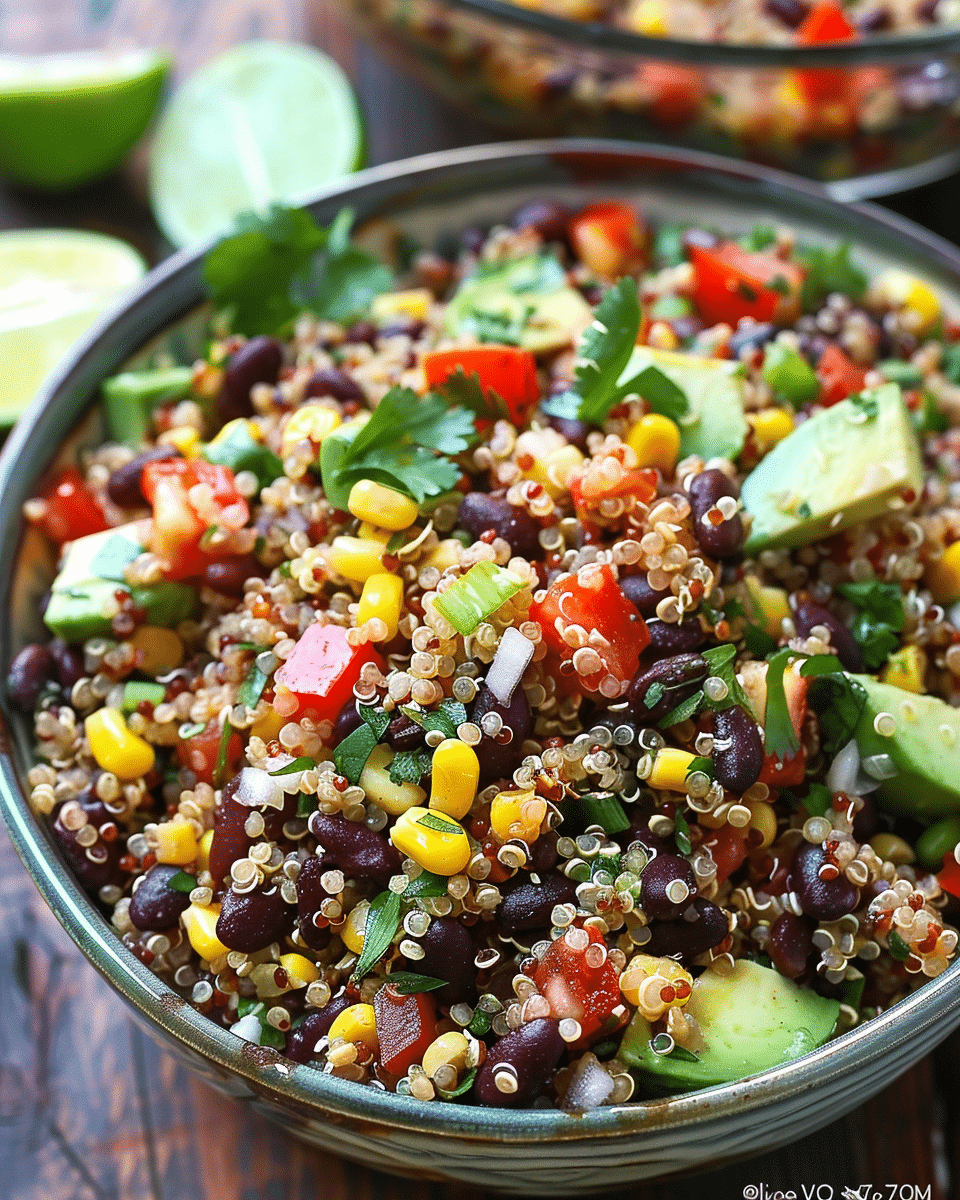 Tex-Mex Black Bean and Quinoa Salad with Cilantro-Lime Dressing