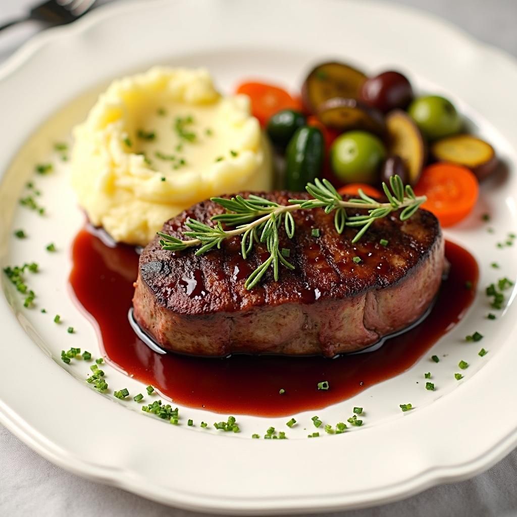 Pan-Seared Beef with Classic Red Wine Reduction