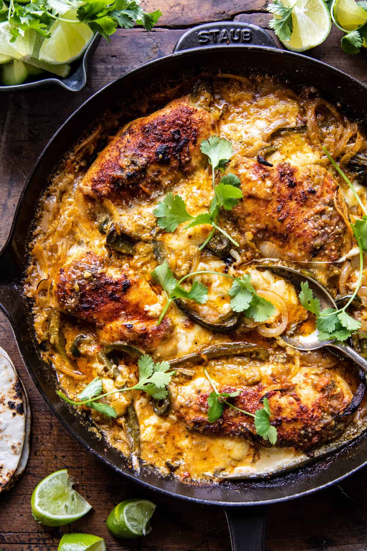 Pan-Seared Chicken with Red Chile and Roasted Green Chile Salsa