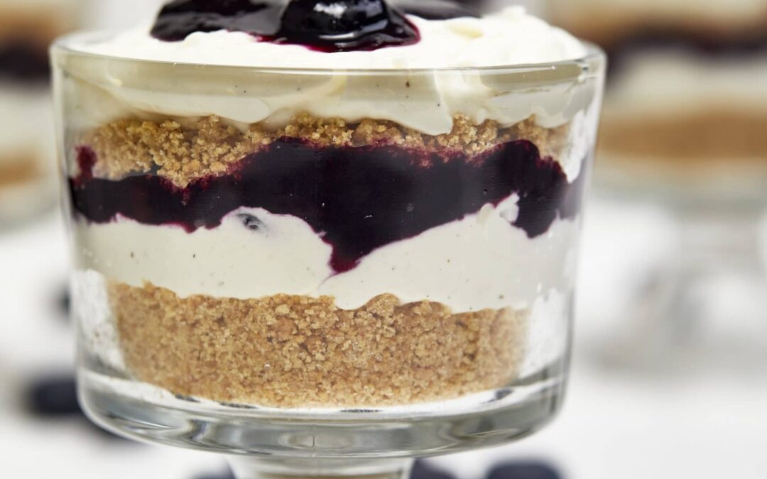 No-Bake Strawberry-Blueberry Cheesecake Parfaits