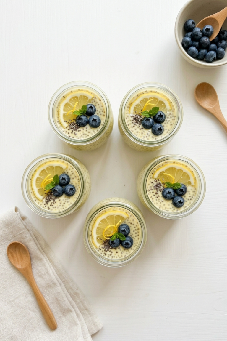 No-Bake Lemon Chia Seed Pudding with Fresh Berries