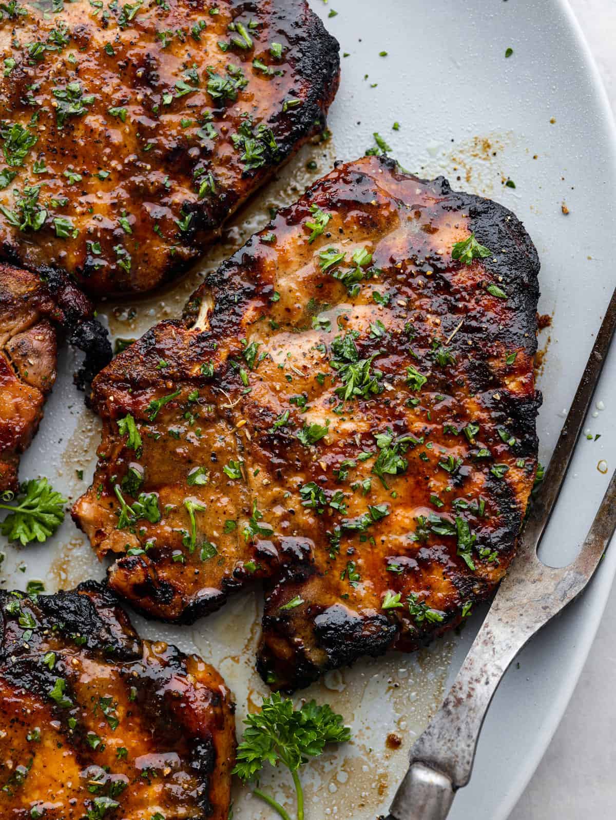 Honey-Lime Grilled Pork Chops with Cilantro Chimichurri
