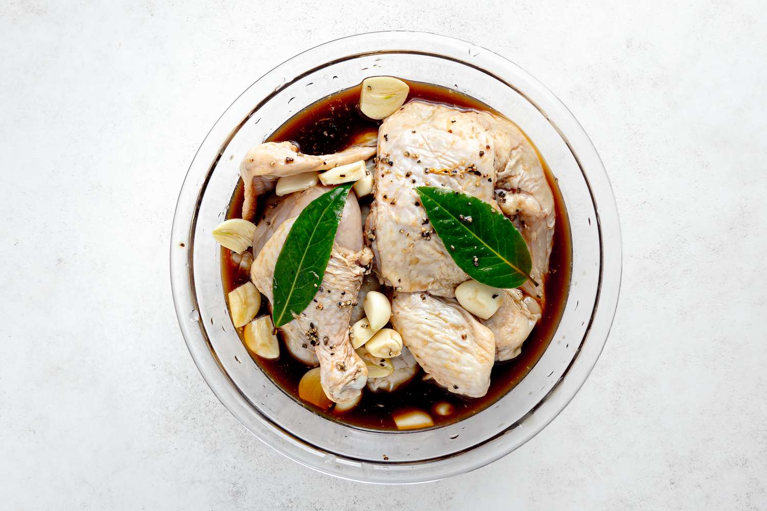 Adobo Simmered Chicken with Garlic and Bay Leaves