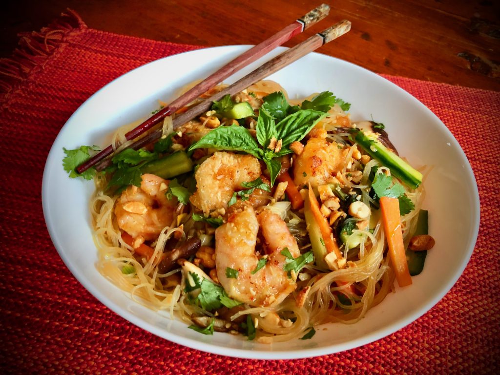 Stir-Fried Rice Vermicelli with Shrimp and Crispy Shallots