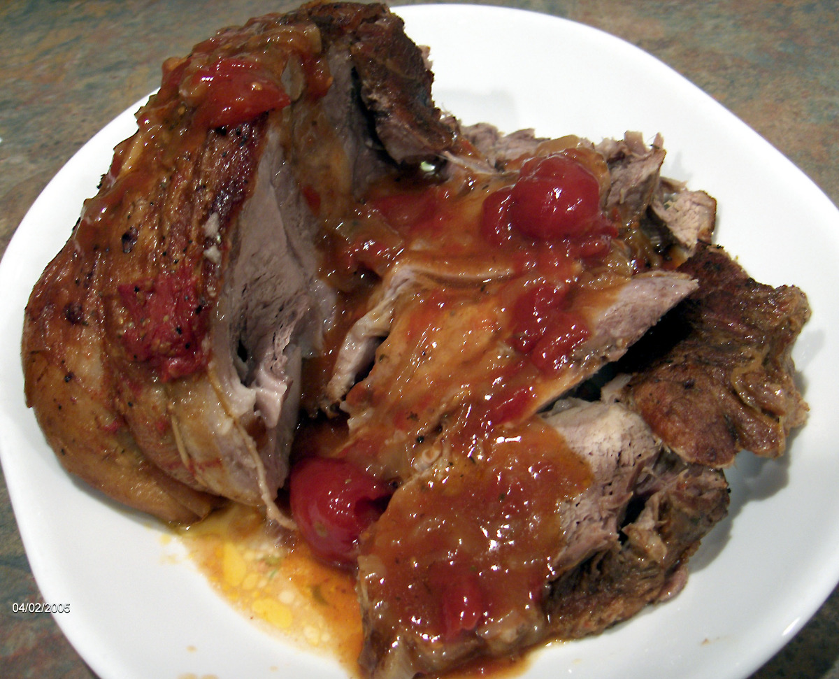Lemon-Braised Pork Shoulder with Sour Cherry Sauce