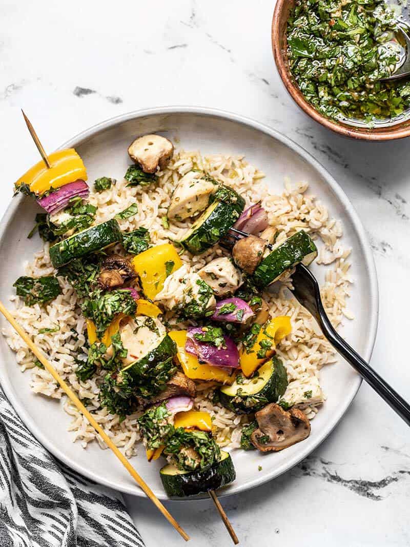 Quina-Style Spiced Chicken Skewers with Chimichurri