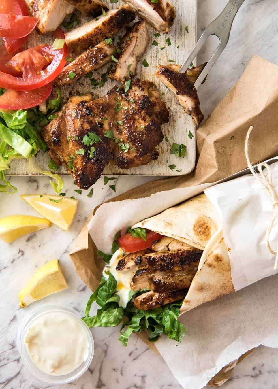 Grilled Lemon-Garlic Chicken with Mediterranean Salsa