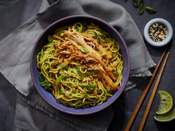 Ginger-Scallion Soba Noodles with Sesame and Baby Spinach