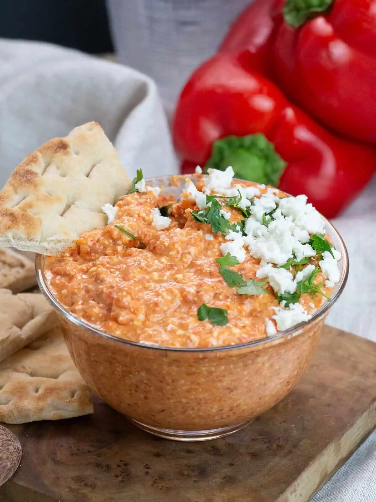 Layered Red Pepper, Feta, and White Bean Dip