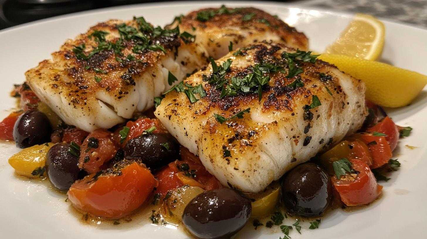 Pan-Seared Cod with Olive and Tomato Salsa