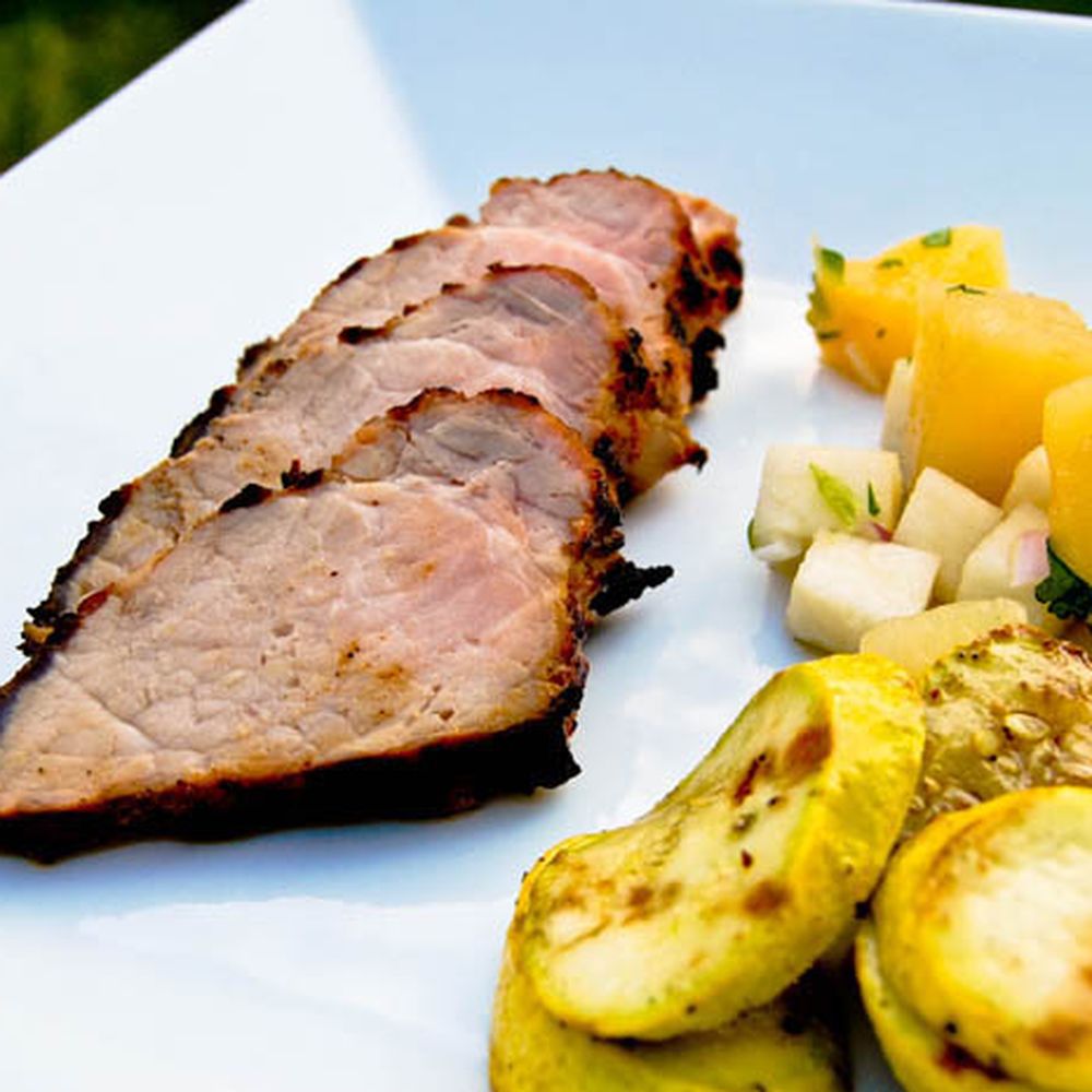 Sticky Caribbean Jerk Pork with Pineapple Salsa