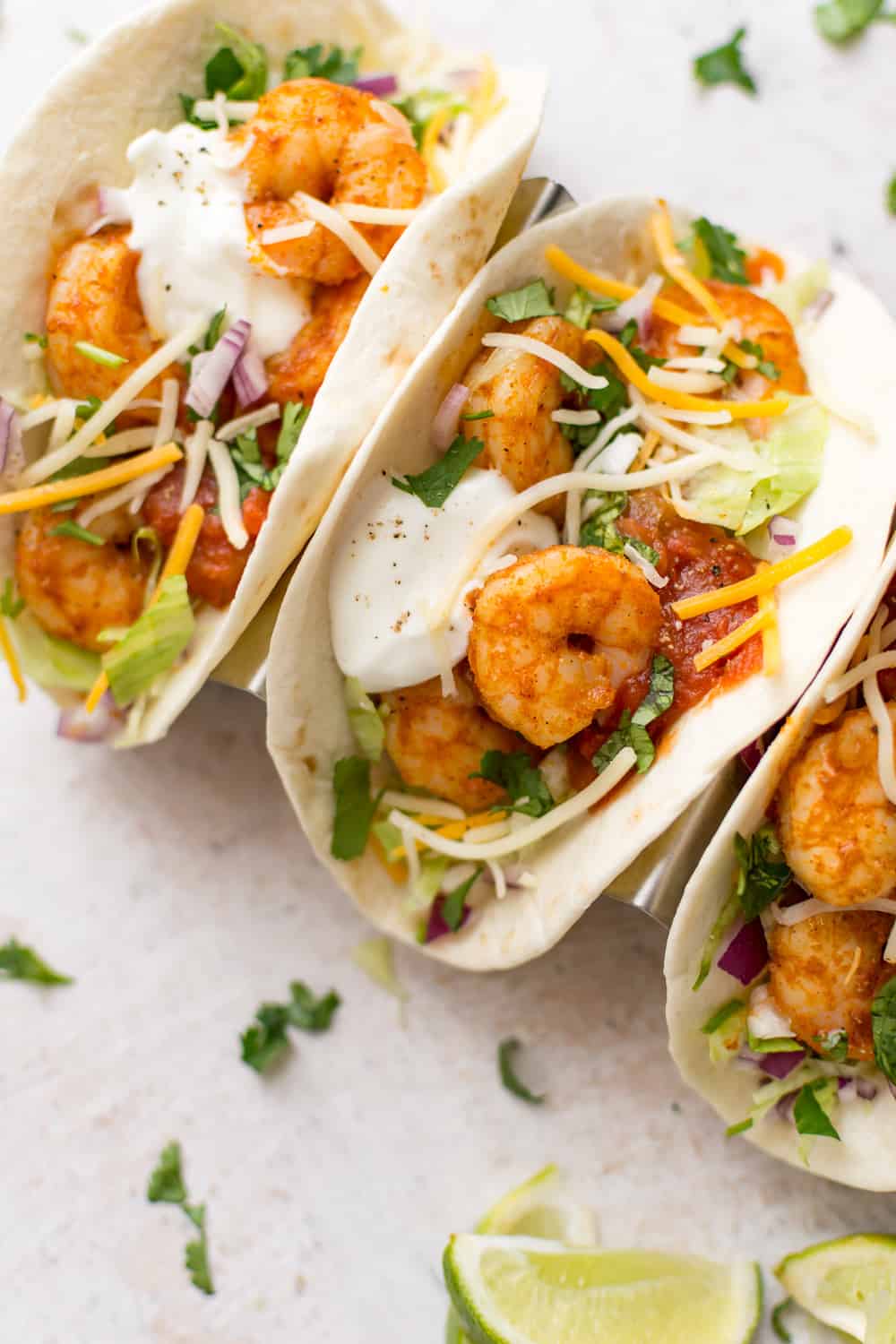 Tex-Mex Grilled Shrimp Tacos with Cilantro Lime Slaw