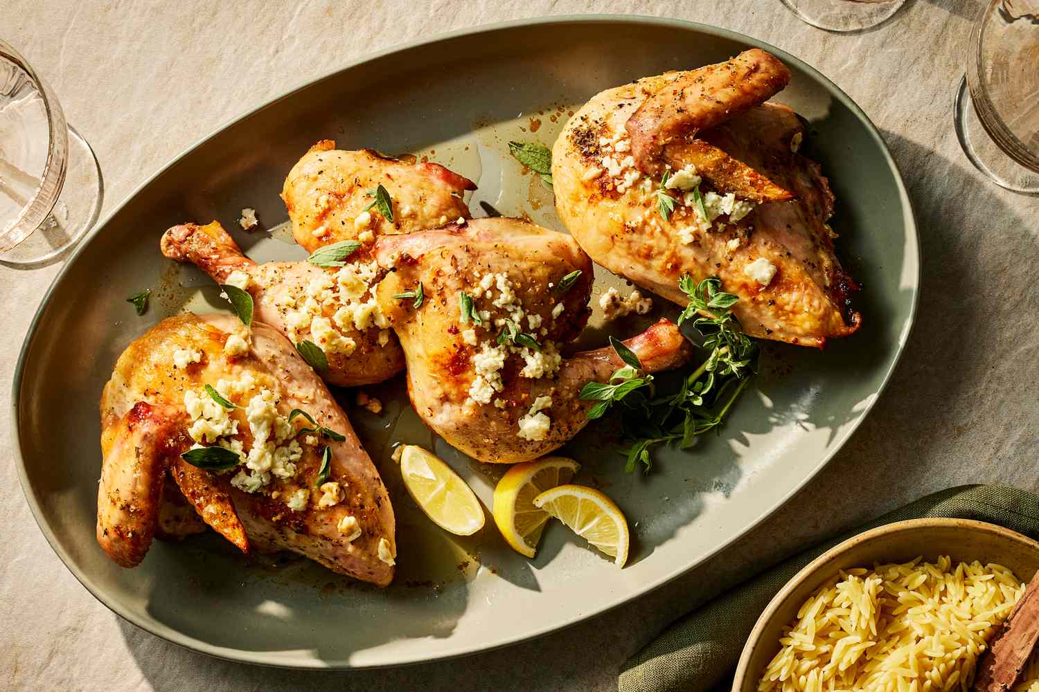 Oven-Baked Lemon Oregano Chicken with Feta and Kalamata Olives