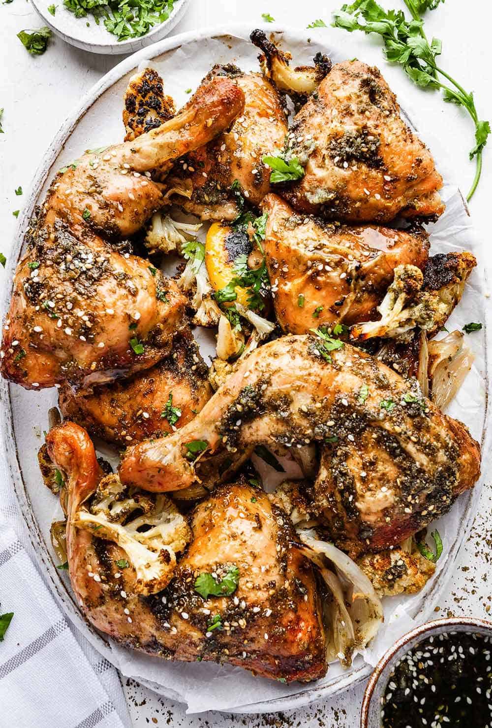 Sheet Pan Za'atar Chicken with Roasted Eggplant and Sumac Yogurt