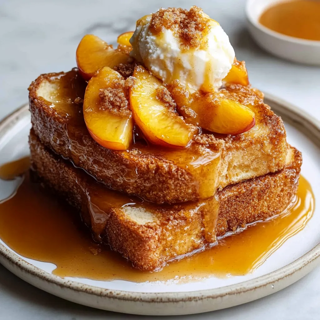 Cinnamon Swirl French Toast with Peach Compote