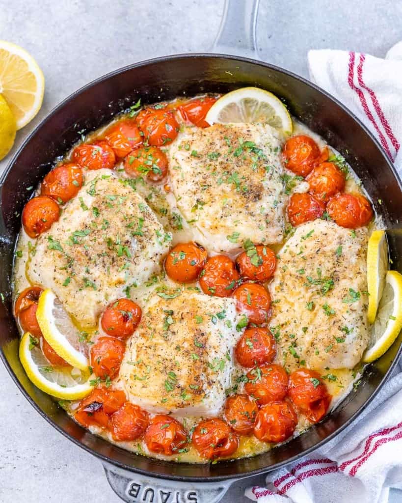 Oven-Baked Lemon Garlic Cod with Cherry Tomatoes