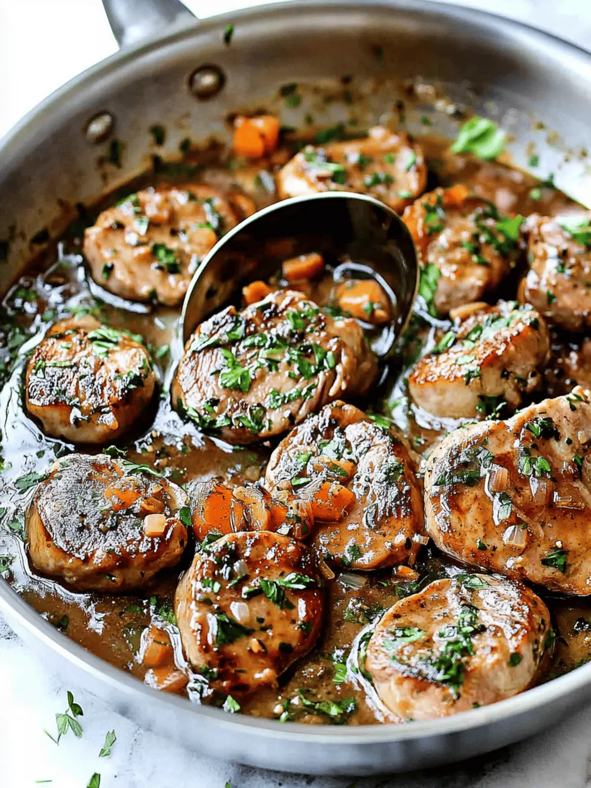 Sautéed Pork Tenderloin Medallions with Mushroom and Shallot Reduction