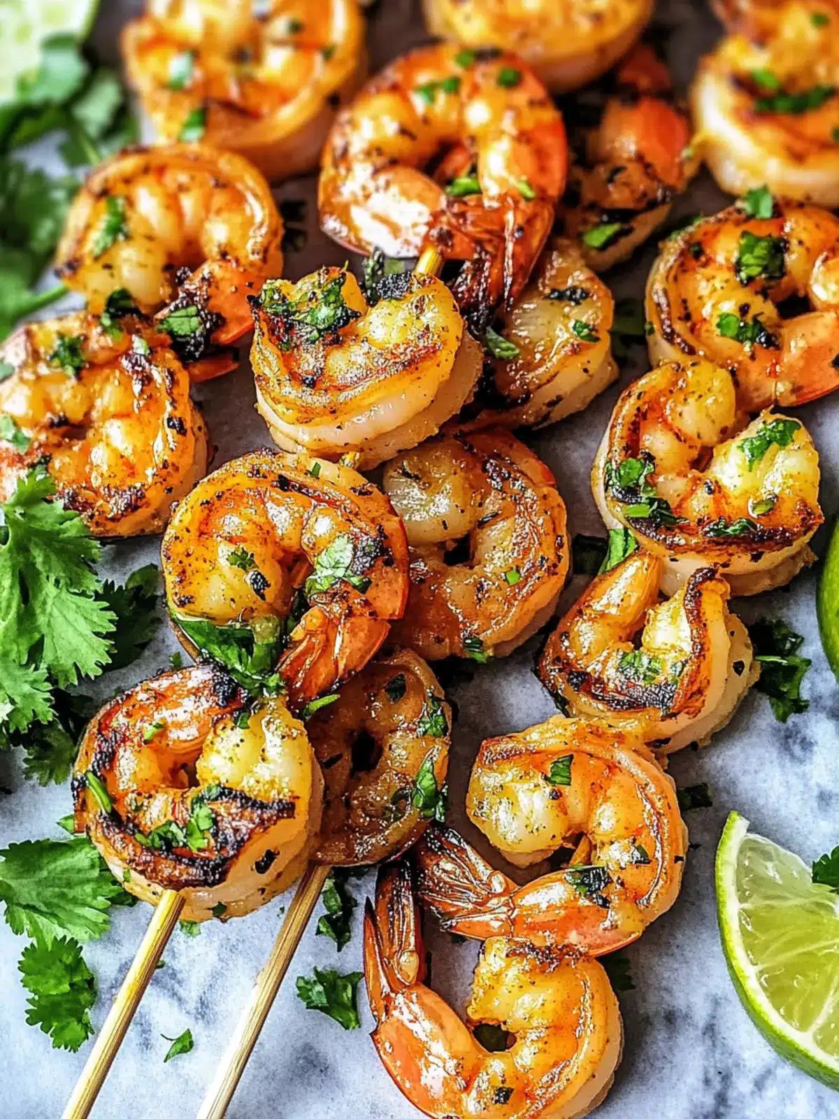 Lime-Tamarind Grilled Shrimp Skewers with Chili and Cilantro