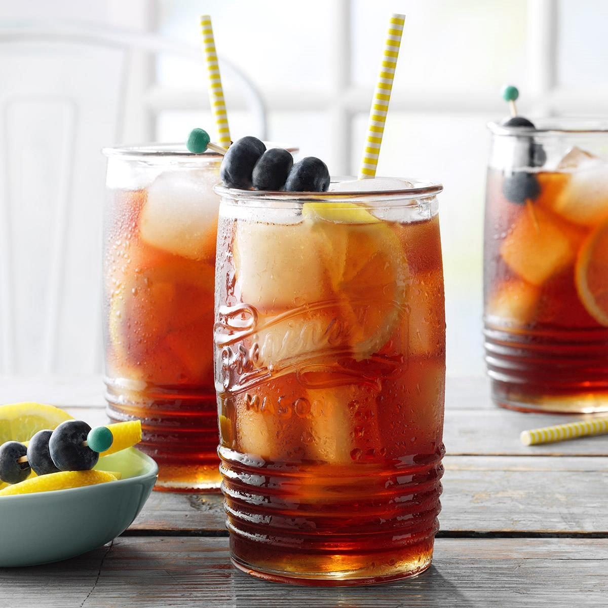 Blueberry-Lemon Infused Iced Tea with Mint and Honey