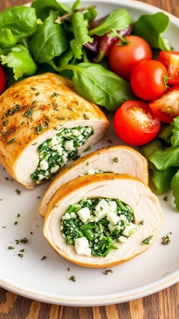 Half-Moon Spinach and Feta Stuffed Chicken Breast