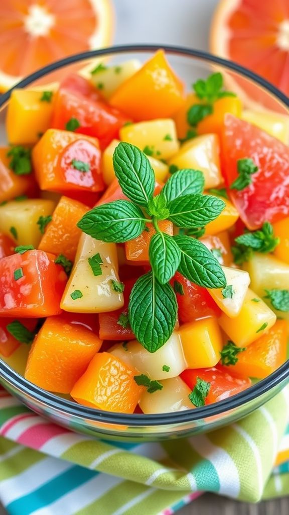 Four-Point Citrus Salad with Honey-Mint Dressing