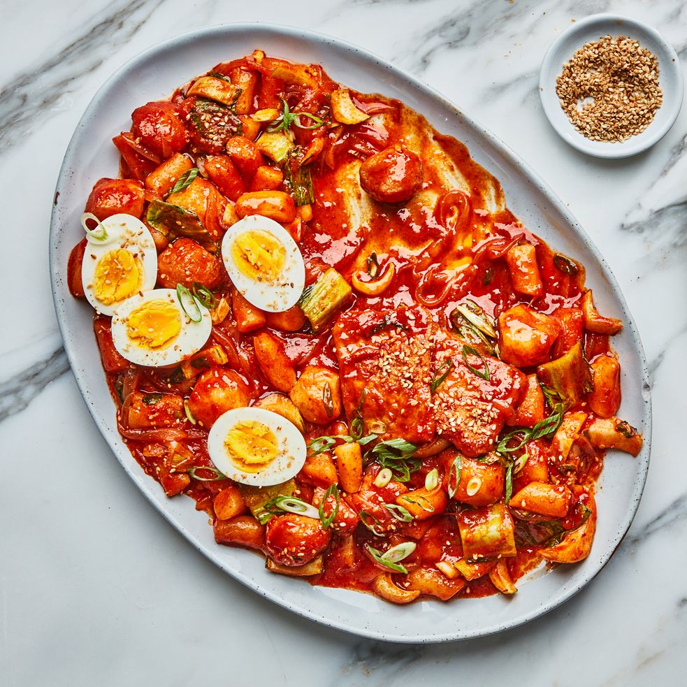Spicy Korean Stir-Fried Rice Cakes with Gochujang Sauce
