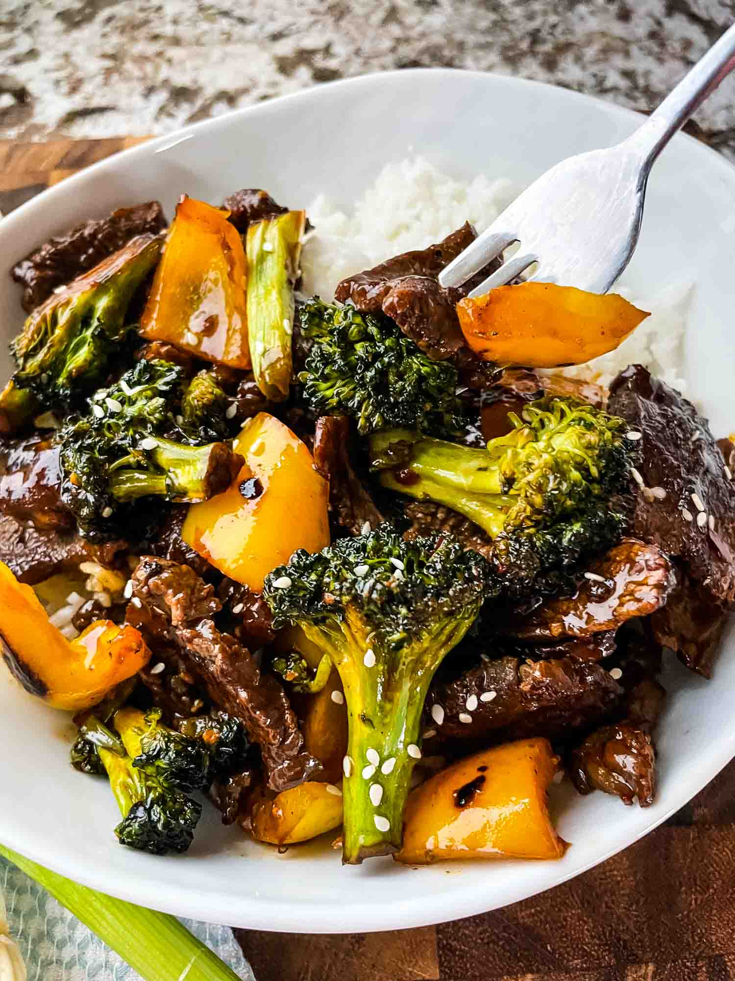 Stir-Fried Teriyaki Steak Bowl with Roasted Sweet Potatoes