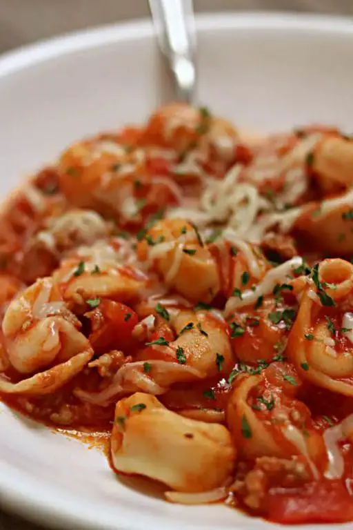 Three-Ingredient Chicken Sausage Tortellini with Marinara