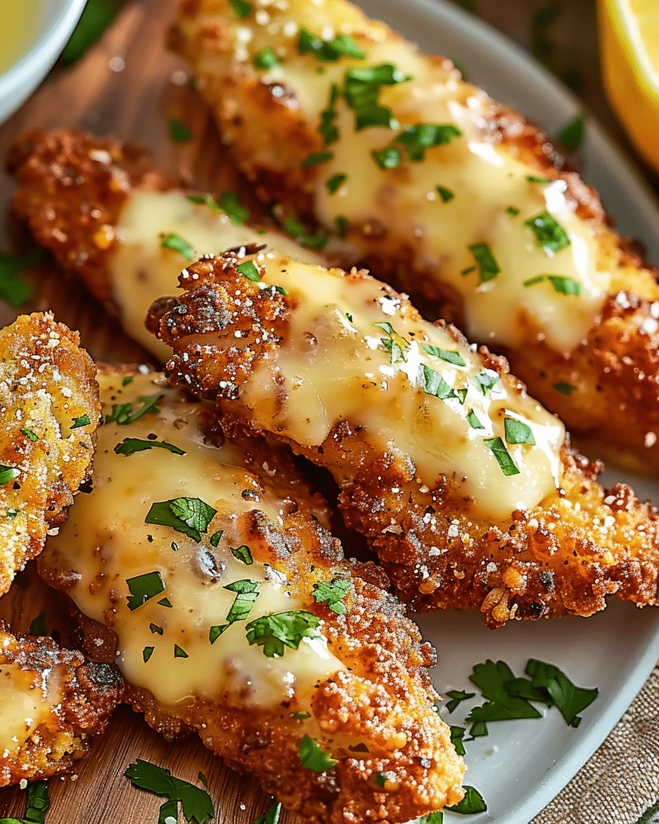 Baked Lemon-Garlic Chicken Tenders with Parmesan Crust