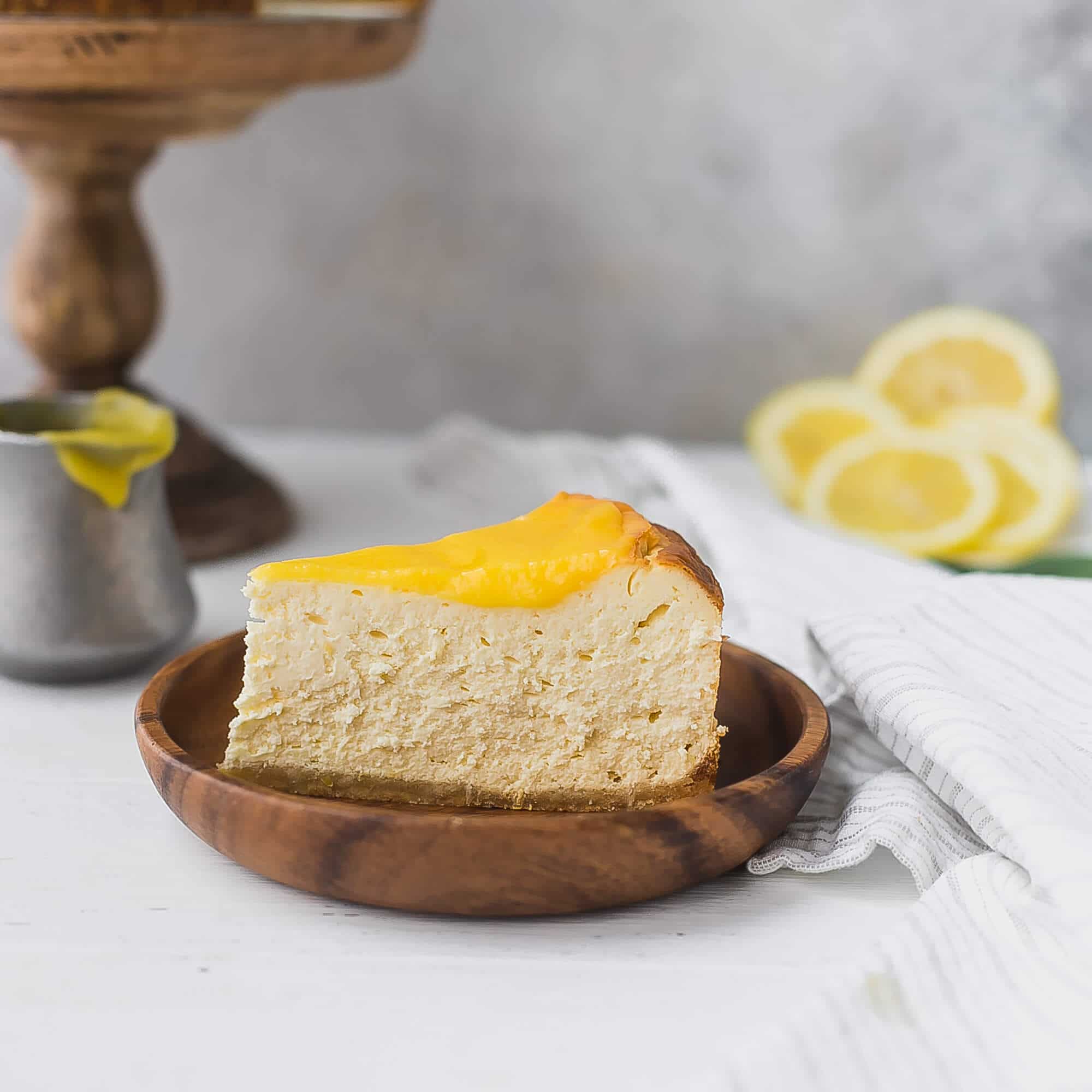 Keto Lemon Curd Cheesecake with Sugar-Free Lemon Topping