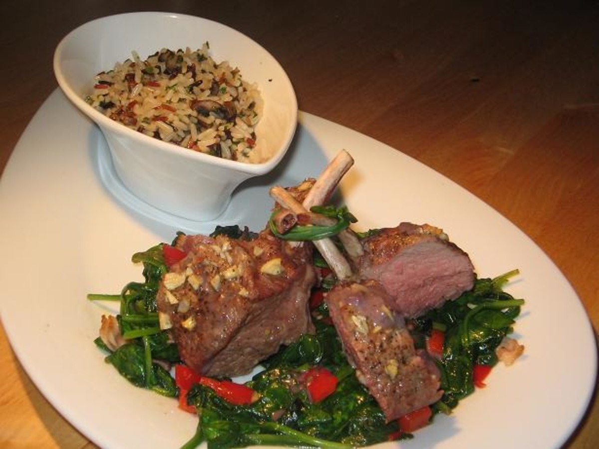 Herb-Rubbed Grilled Lamb Chops with Red Wine Reduction
