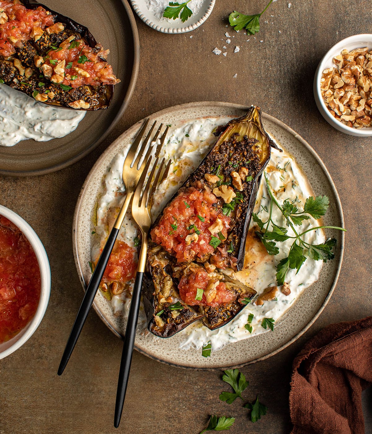 Roasted Eggplant and Za’atar Flatbread with Sumac Yogurt