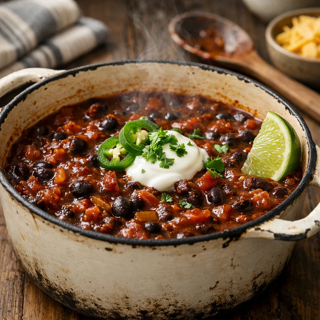 Spiced Death Rolling Chili with Smoky Black Beans
