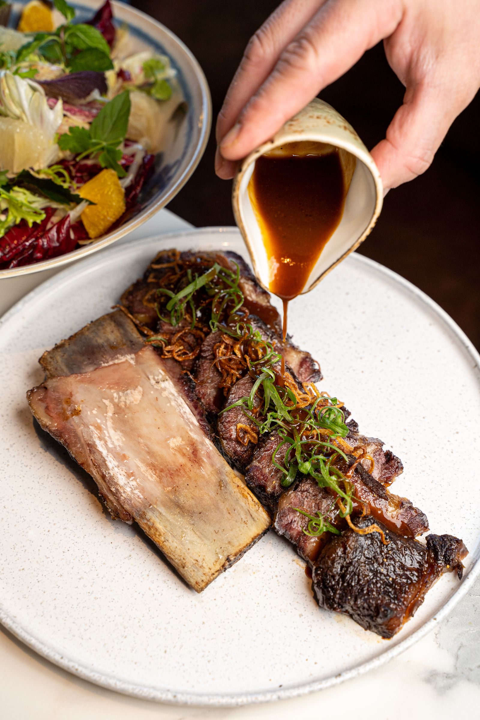 Smoked Wagyu Ribeye with Charred Shallot Butter