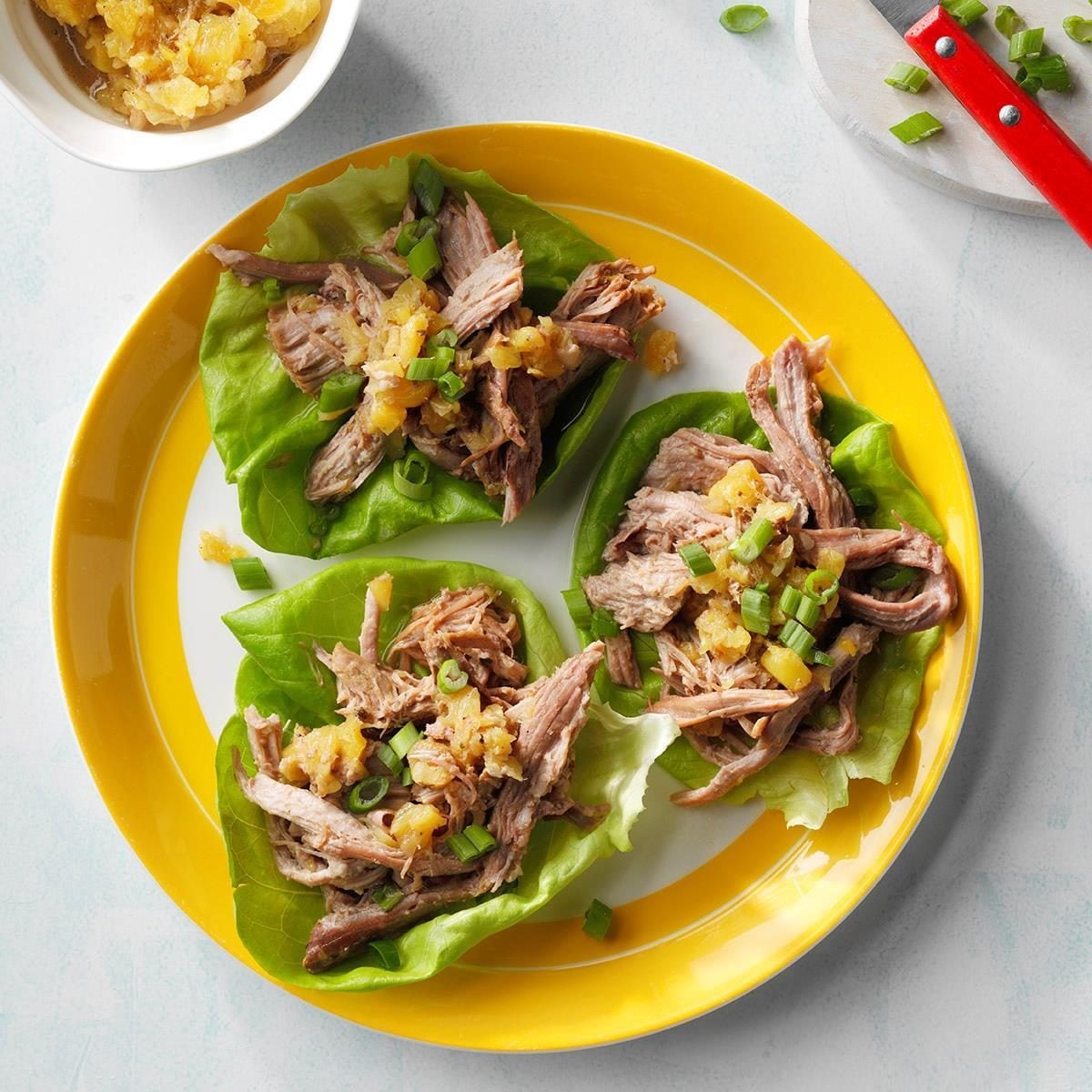 Tiki-Style Pulled Pork Lettuce Wraps